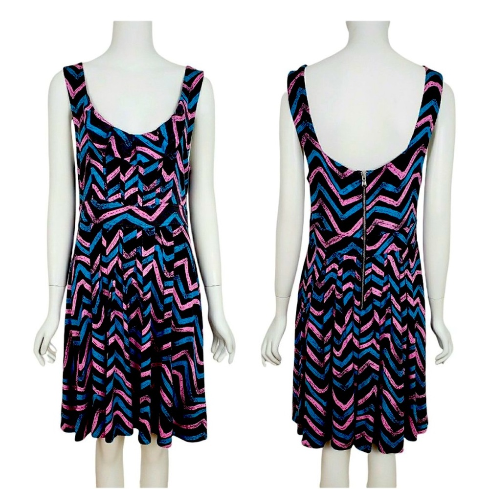 MARC BY MARC JACOBS Silk Chevron Stripe Sleeveless Dress L
